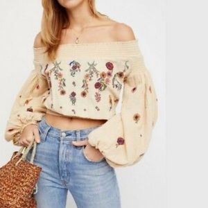 Free People Saachi Smocked Off Shoulder Top